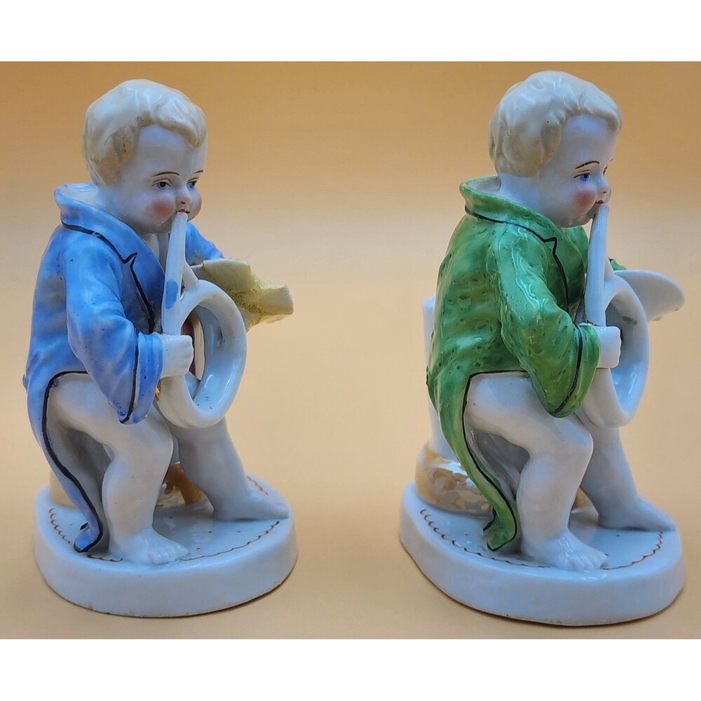 TWO Antique Porcelain Figurines ~ Wooden Match Holders ~ 1871 Written on bottom - Picture 4 of 16